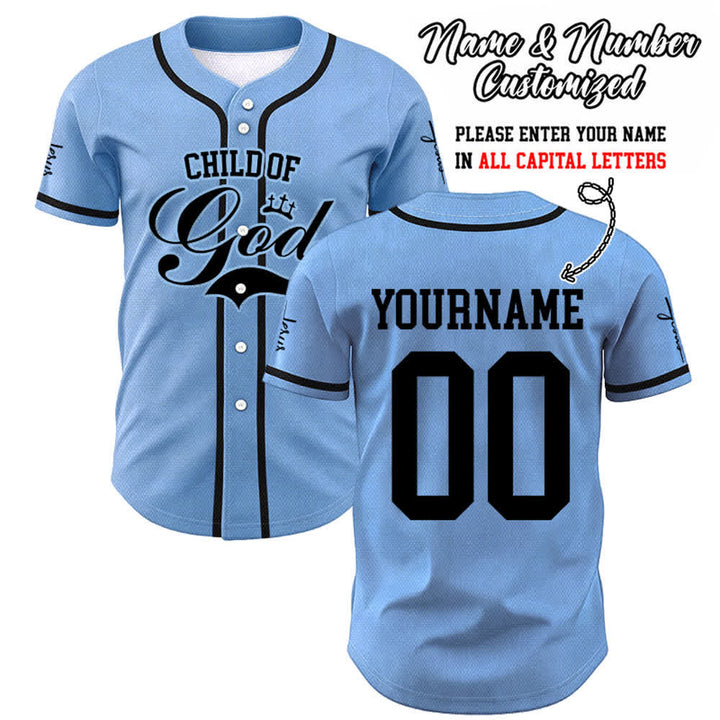 Christianartworkshop Child Of God Personalized Name Number Unisex Custom Baseball Jersey - Blue - 5XL - Name & Number Customized - image 32