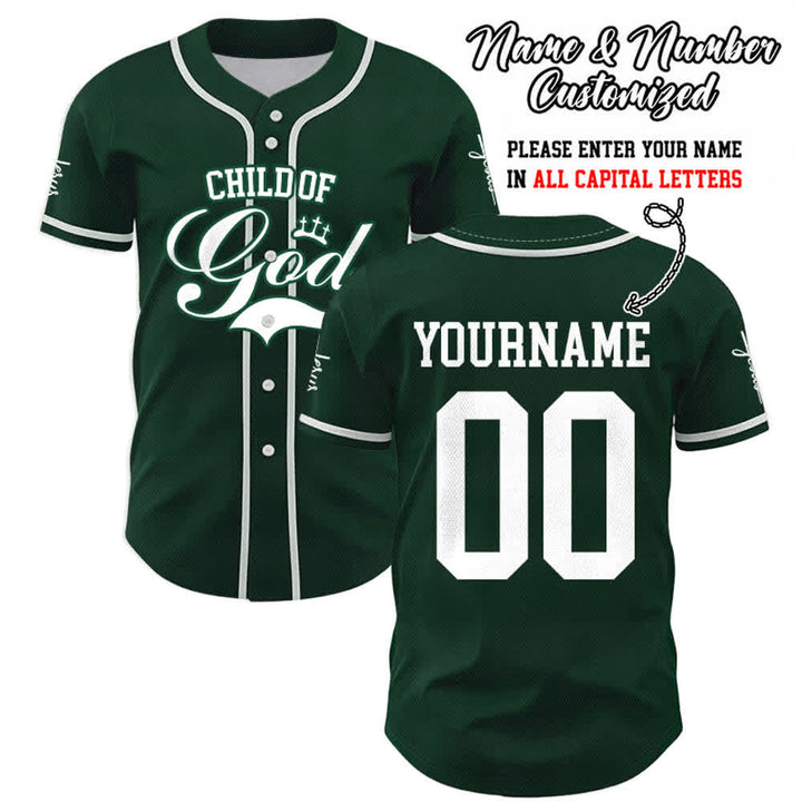 Christianartworkshop Child Of God Personalized Name Number Unisex Custom Baseball Jersey - Green - 5XL - Name & Number Customized - image 48
