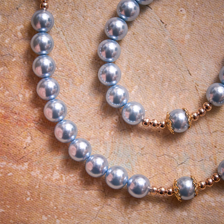 Christianartworkshop Sky Blue Pearl Our Lady Rosary With Jeweled Golden Crucifix: Emblem of Serene Heavenly Peace - image 4