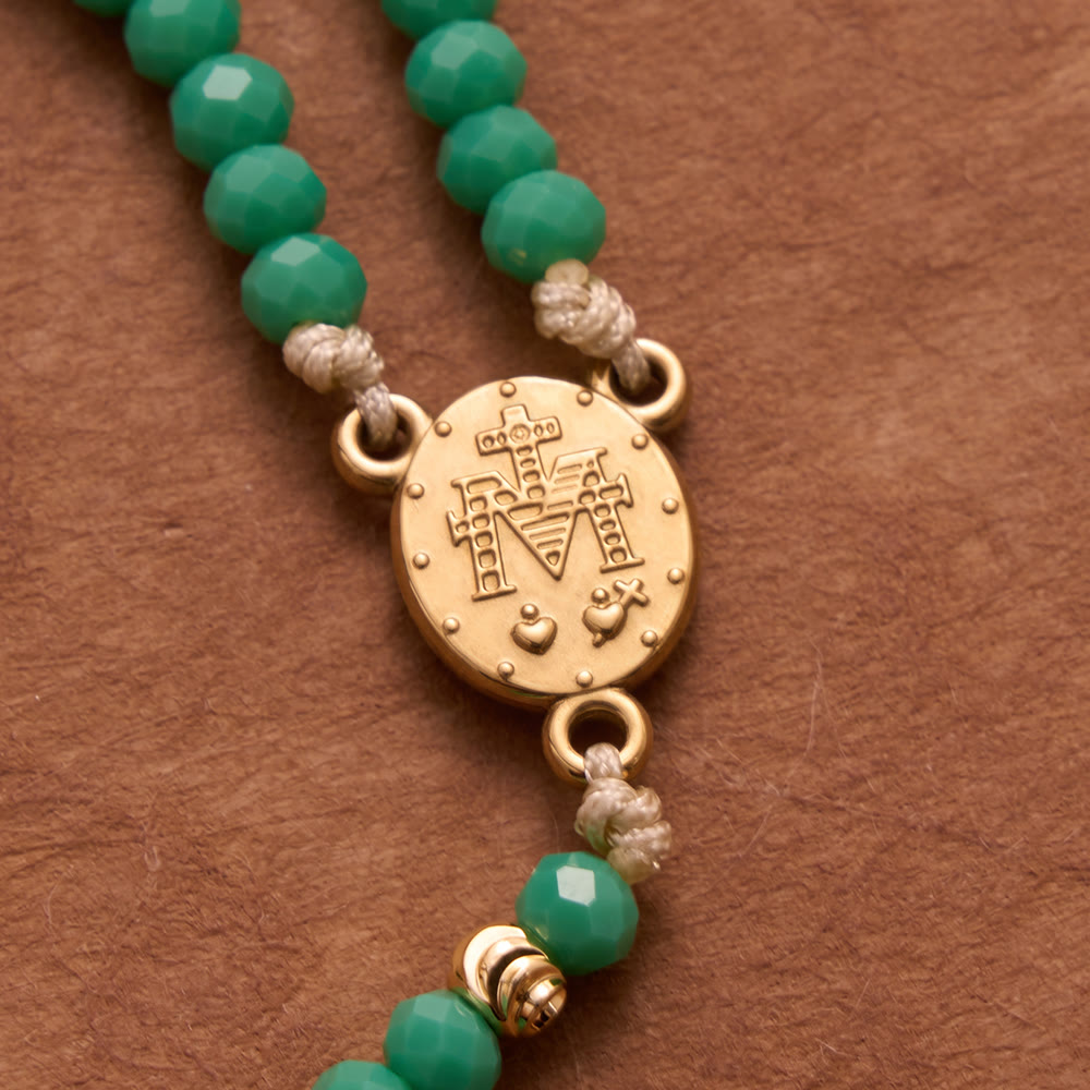 Christianartworkshop Faceted Crystal Bead Knotted Rosary Bracelet With Cross Charm: Emblem of Gentle Celestial Blessings - image 1