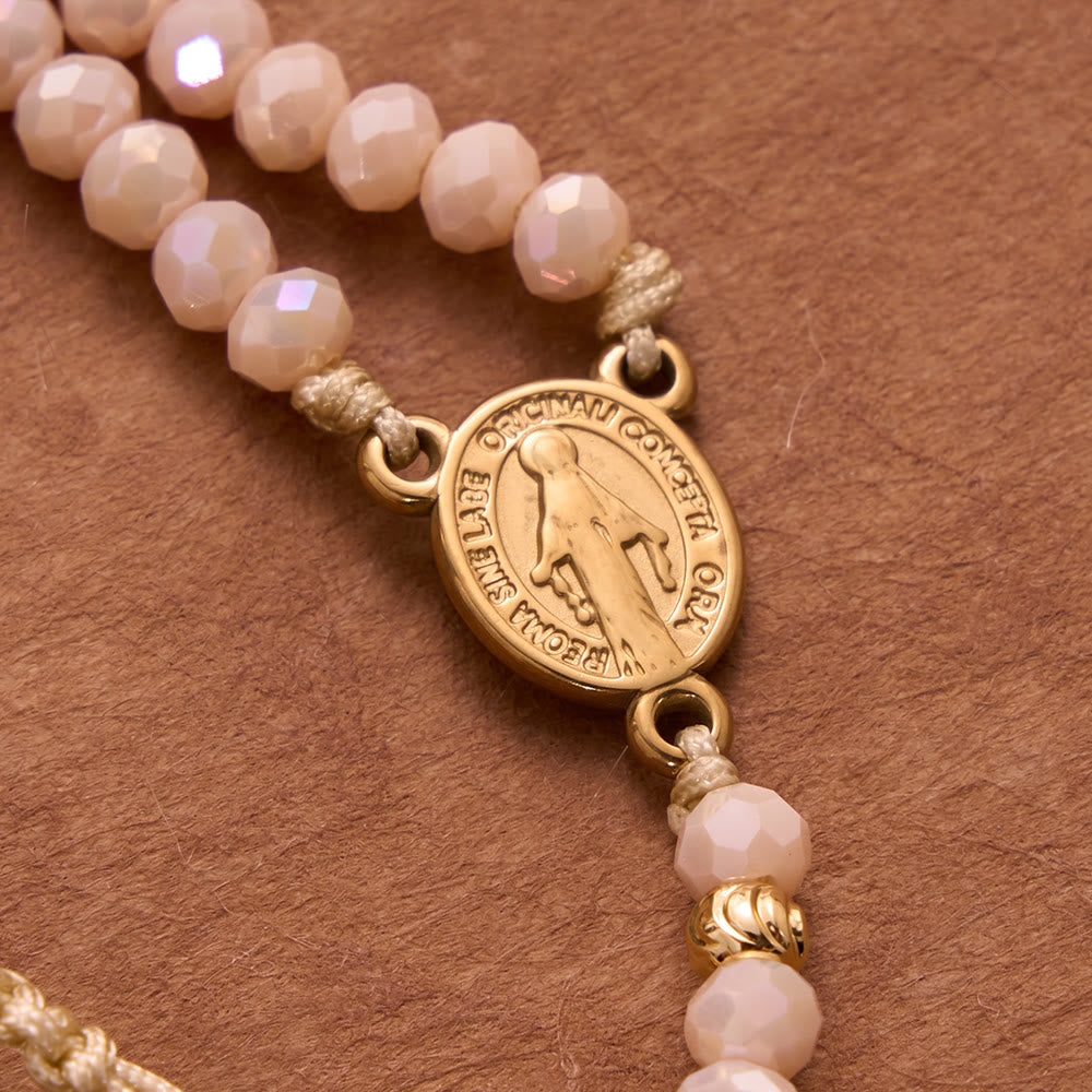 Christianartworkshop Faceted Crystal Bead Knotted Rosary Bracelet With Cross Charm: Emblem of Gentle Celestial Blessings - image 10