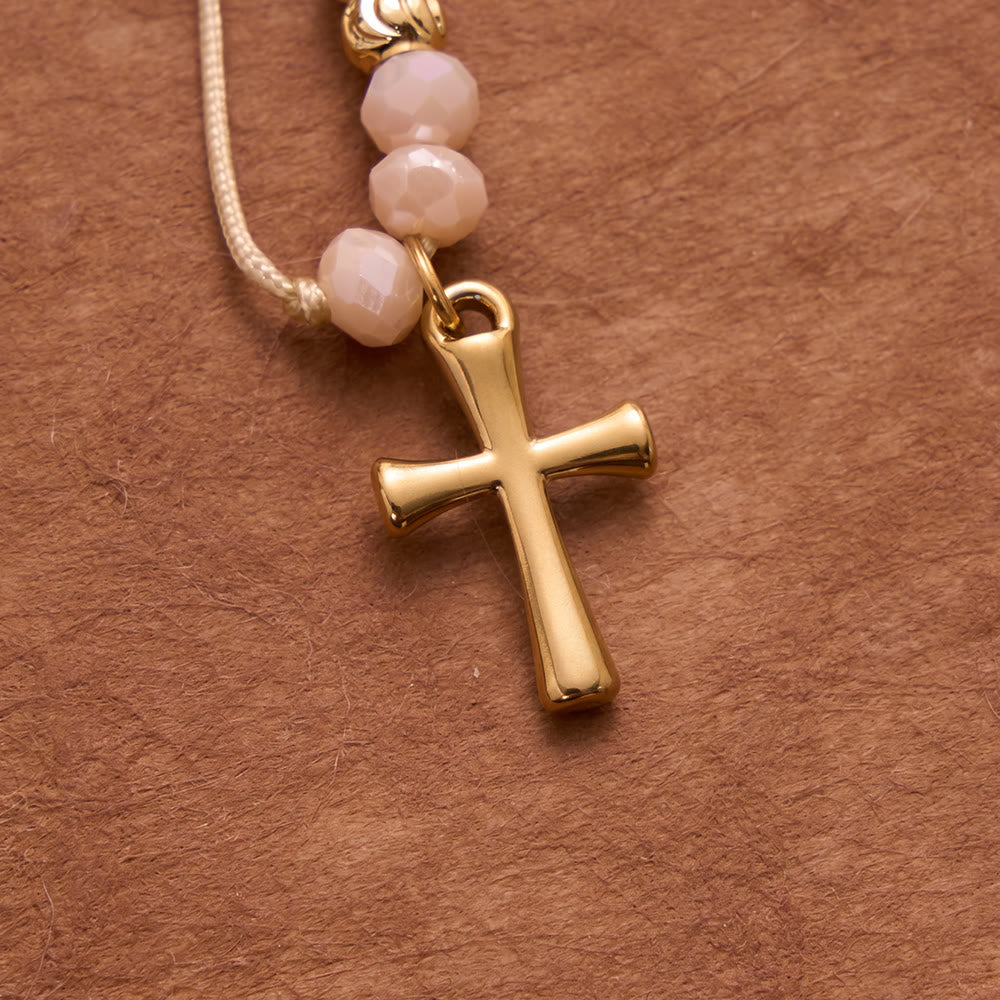Christianartworkshop Faceted Crystal Bead Knotted Rosary Bracelet With Cross Charm: Emblem of Gentle Celestial Blessings - image 9