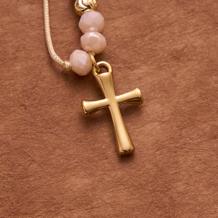 Christianartworkshop Faceted Crystal Bead Knotted Rosary Bracelet With Cross Charm: Emblem of Gentle Celestial Blessings - image 9