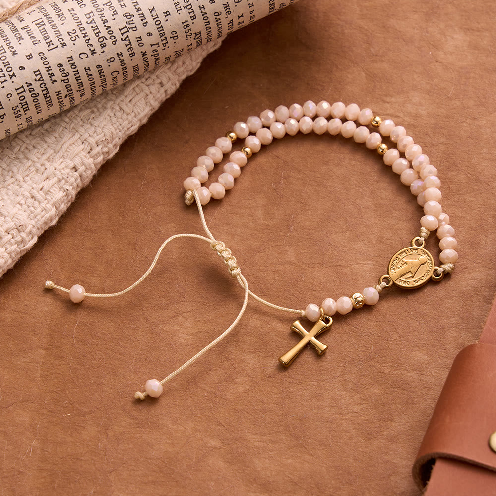 Christianartworkshop Faceted Crystal Bead Knotted Rosary Bracelet With Cross Charm: Emblem of Gentle Celestial Blessings - image 12