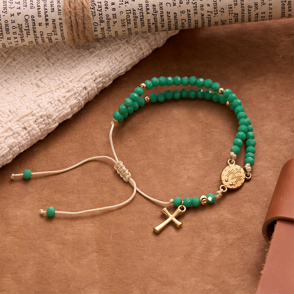 Christianartworkshop Faceted Crystal Bead Knotted Rosary Bracelet With Cross Charm: Emblem of Gentle Celestial Blessings - image 5