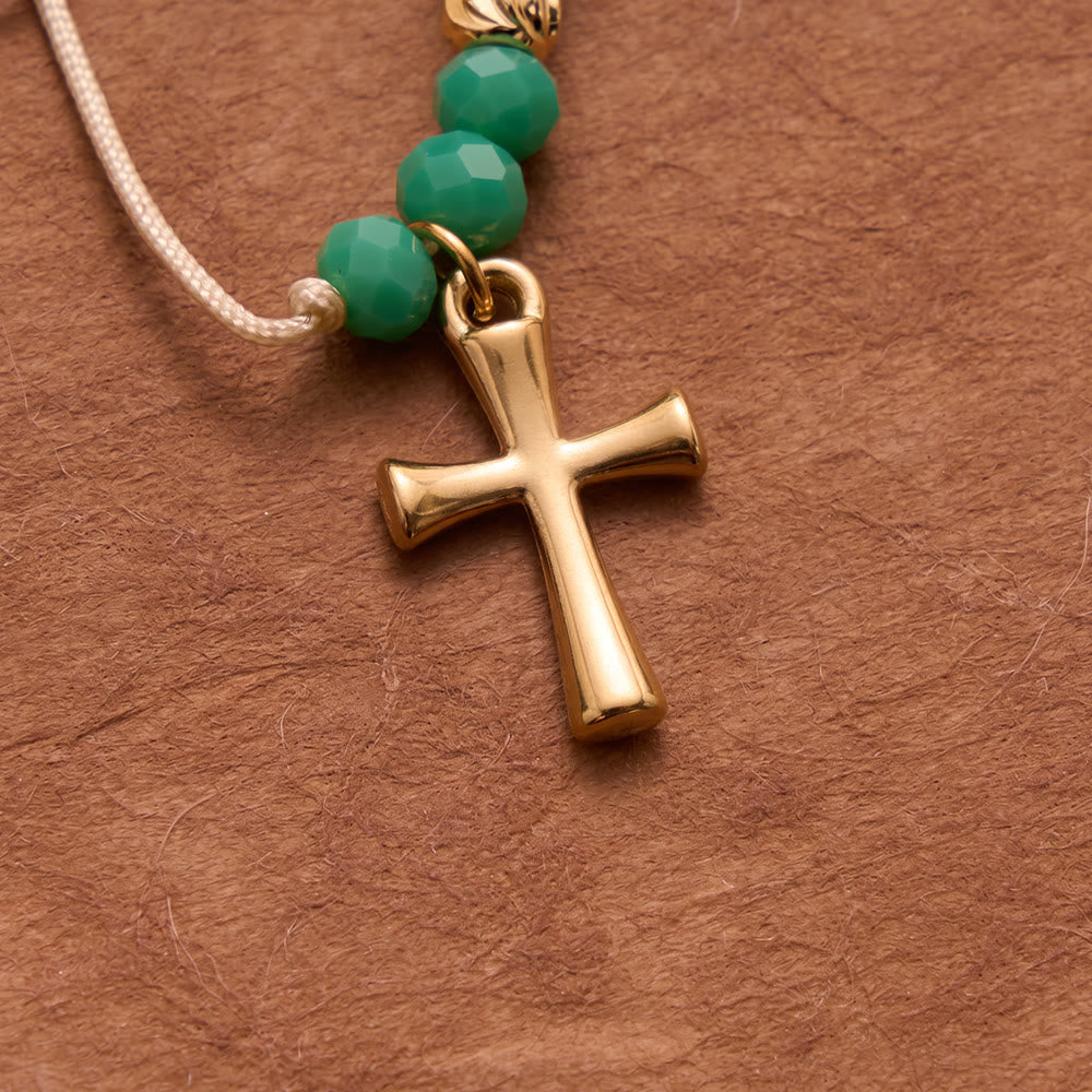 Christianartworkshop Faceted Crystal Bead Knotted Rosary Bracelet With Cross Charm: Emblem of Gentle Celestial Blessings - image 3
