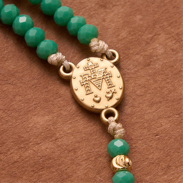Christianartworkshop Faceted Crystal Bead Knotted Rosary Bracelet With Cross Charm: Emblem of Gentle Celestial Blessings - image 2