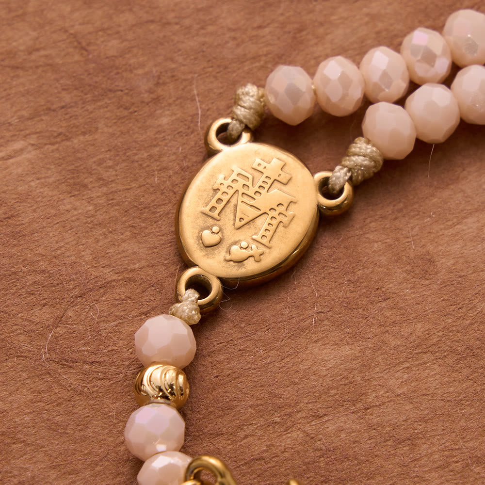 Christianartworkshop Faceted Crystal Bead Knotted Rosary Bracelet With Cross Charm: Emblem of Gentle Celestial Blessings - image 11