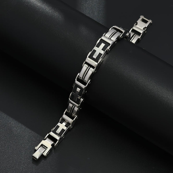 Christianartworkshop Rugged Biker Style Cross Inlaid Wrist Bracelet: Emblem of Unwavering Inner Serenity - image 6