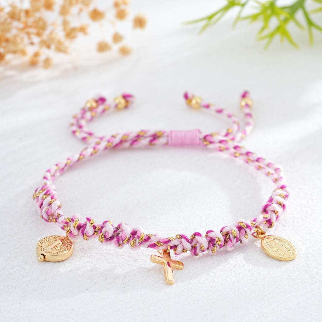 Christianartworkshop Bohemian Twisted Rope Cross Charm Wristband: Emblem of Gentle Divine Comfort - Light Purple - image 2