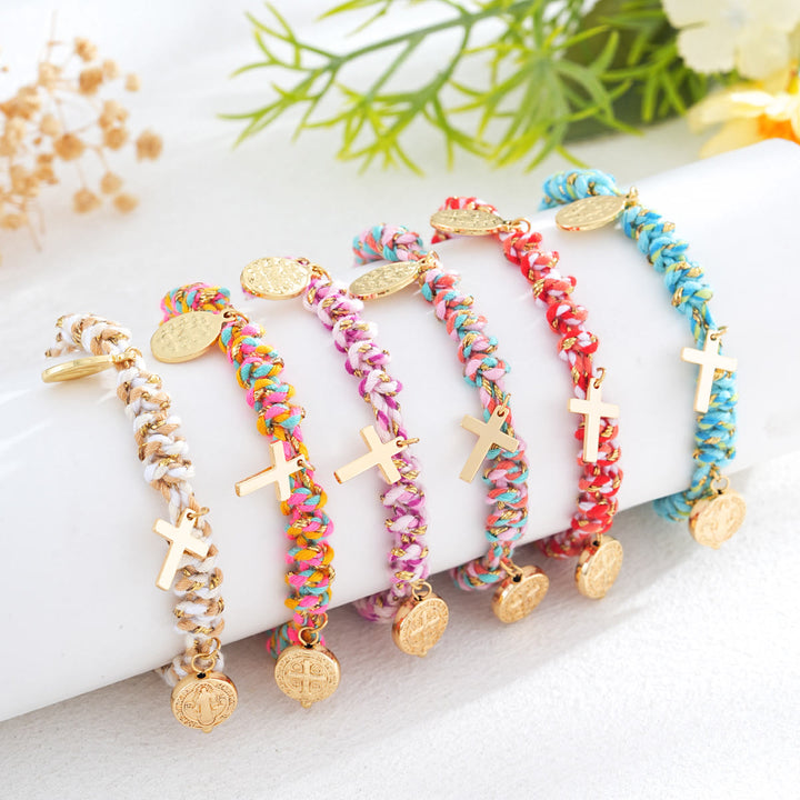 Christianartworkshop Bohemian Twisted Rope Cross Charm Wristband: Emblem of Gentle Divine Comfort - image 0