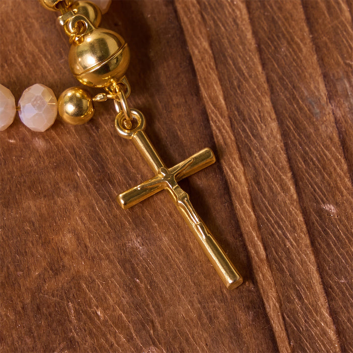 Christianartworkshop Versatile Layerable Bead Rosary Bracelet: Emblem of Warm Celestial Blessing - image 17