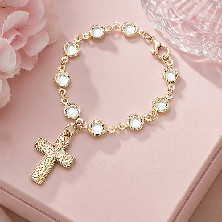 Christianartworkshop Rhinestone Bead Cross Bracelet & Car Hanging Ornament: Emblem of Steadfast Heavenly Safeguard - image 10