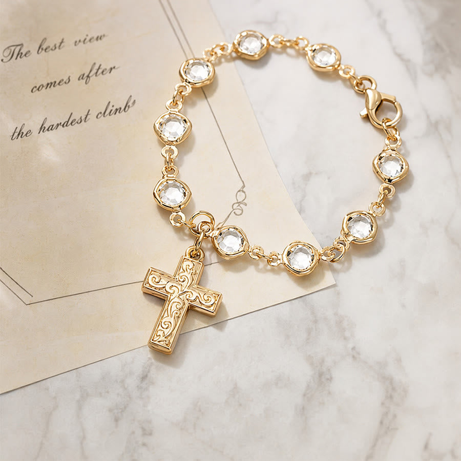 Christianartworkshop Rhinestone Bead Cross Bracelet & Car Hanging Ornament: Emblem of Steadfast Heavenly Safeguard - image 9
