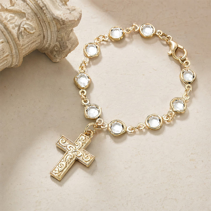 Christianartworkshop Rhinestone Bead Cross Bracelet & Car Hanging Ornament: Emblem of Steadfast Heavenly Safeguard - image 11