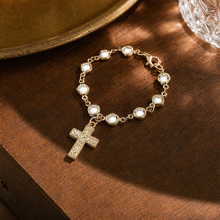 Christianartworkshop Rhinestone Bead Cross Bracelet & Car Hanging Ornament: Emblem of Steadfast Heavenly Safeguard - image 14