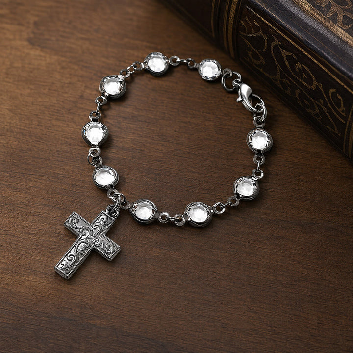 Christianartworkshop Rhinestone Bead Cross Bracelet & Car Hanging Ornament: Emblem of Steadfast Heavenly Safeguard - image 6