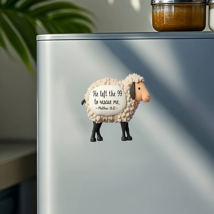 Christianartworkshop 2D Flat Textured Lost Sheep Scripture Fridge Magnet: Emblem of Tender Divine Mercy - image 4