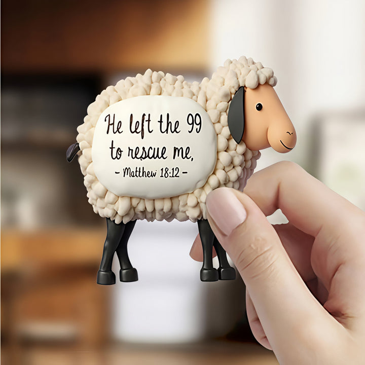 Christianartworkshop 2D Flat Textured Lost Sheep Scripture Fridge Magnet: Emblem of Tender Divine Mercy - image 1