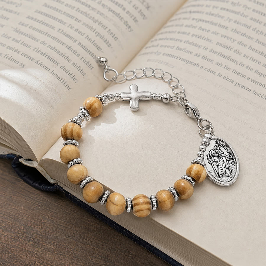 Christianartworkshop Timeless Wooden Bead St. Christopher Rosary: Beacon of Faithful Spiritual Guidance - image 3
