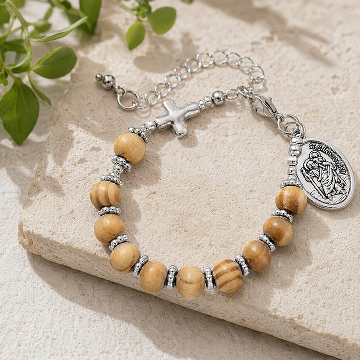 Christianartworkshop Timeless Wooden Bead St. Christopher Rosary: Beacon of Faithful Spiritual Guidance - image 4