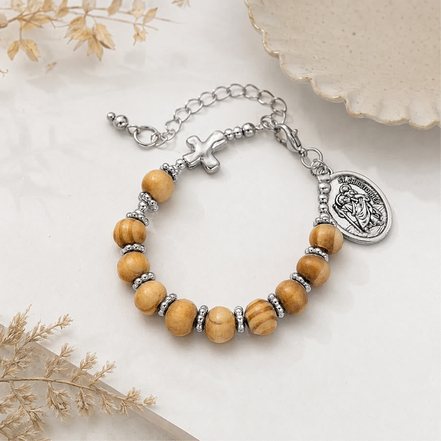 Christianartworkshop Timeless Wooden Bead St. Christopher Rosary: Beacon of Faithful Spiritual Guidance - image 1