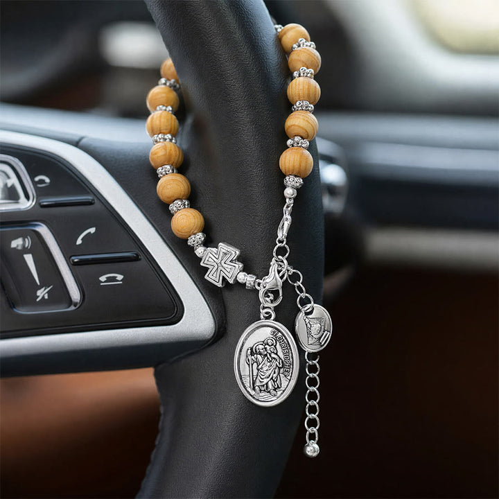 Christianartworkshop Timeless Wooden Bead St. Christopher Rosary: Beacon of Faithful Spiritual Guidance - St.Christopher & Our Lady - image 10