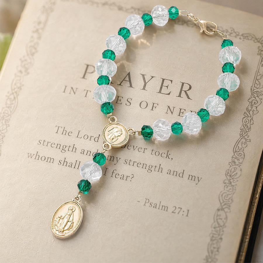 Christianartworkshop Dainty Crystal Chaplet Bracelet With Virgin Mary Medal: Token of Everlasting Maternal Grace - image 2
