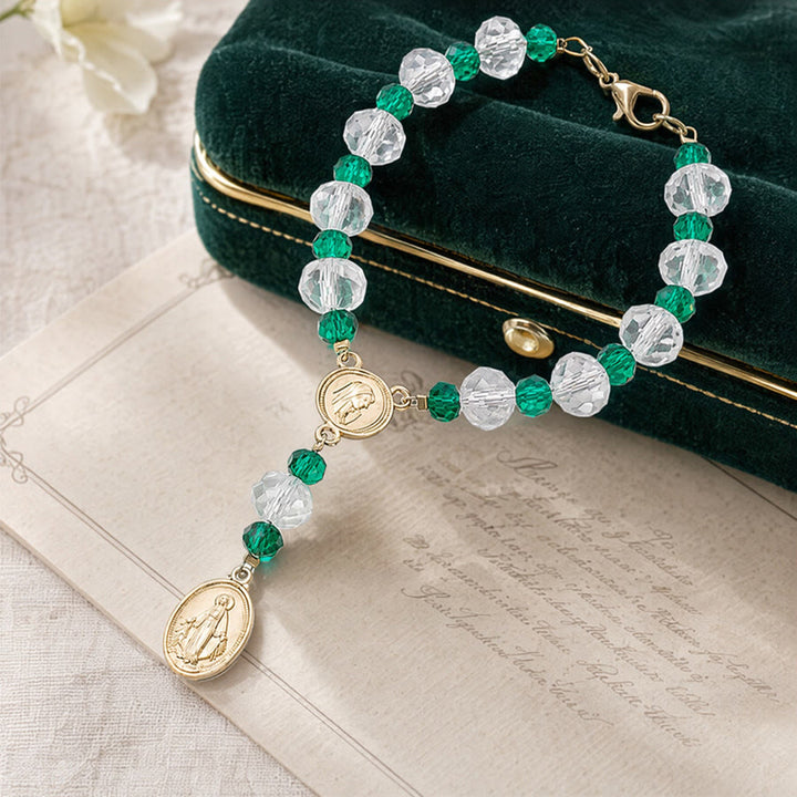 Christianartworkshop Dainty Crystal Chaplet Bracelet With Virgin Mary Medal: Token of Everlasting Maternal Grace - image 4