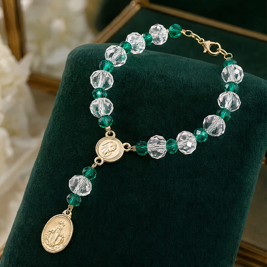 Christianartworkshop Dainty Crystal Chaplet Bracelet With Virgin Mary Medal: Token of Everlasting Maternal Grace - image 5