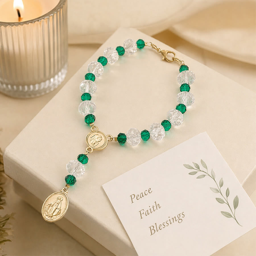 Christianartworkshop Dainty Crystal Chaplet Bracelet With Virgin Mary Medal: Token of Everlasting Maternal Grace - image 3