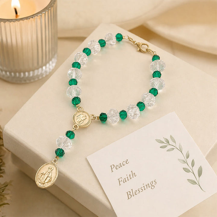 Christianartworkshop Dainty Crystal Chaplet Bracelet With Virgin Mary Medal: Token of Everlasting Maternal Grace - image 3