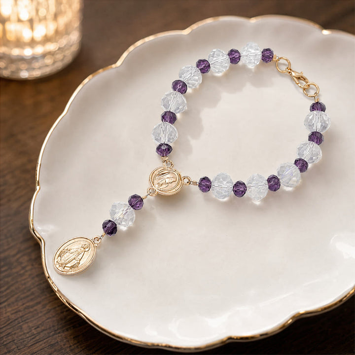 Christianartworkshop Dainty Crystal Chaplet Bracelet With Virgin Mary Medal: Token of Everlasting Maternal Grace - image 8