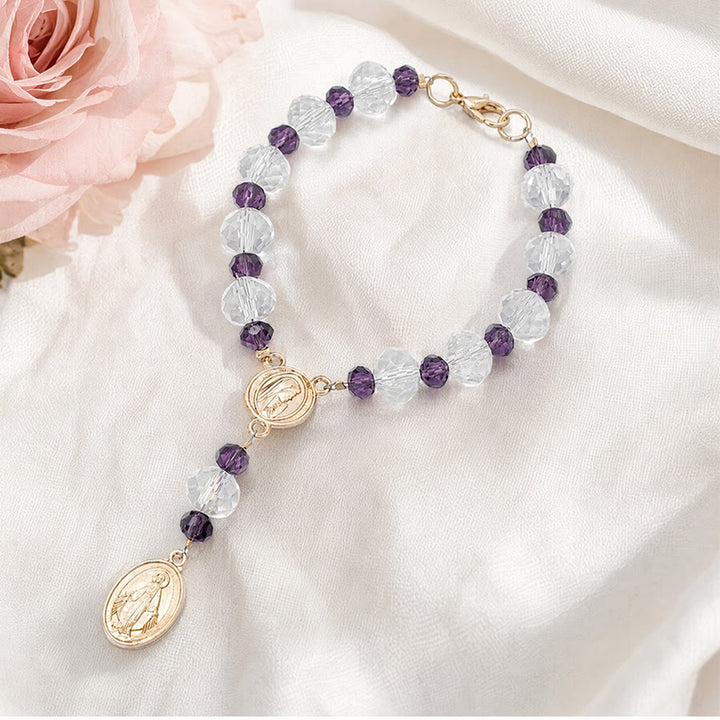 Christianartworkshop Dainty Crystal Chaplet Bracelet With Virgin Mary Medal: Token of Everlasting Maternal Grace - image 12