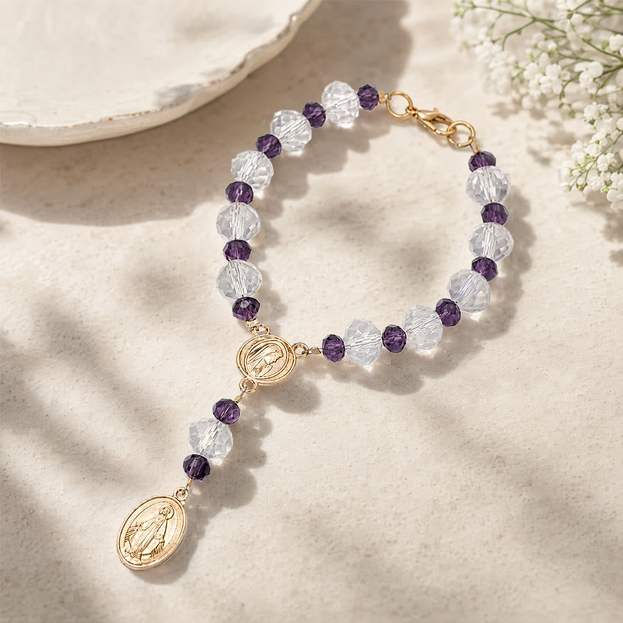 Christianartworkshop Dainty Crystal Chaplet Bracelet With Virgin Mary Medal: Token of Everlasting Maternal Grace - image 9
