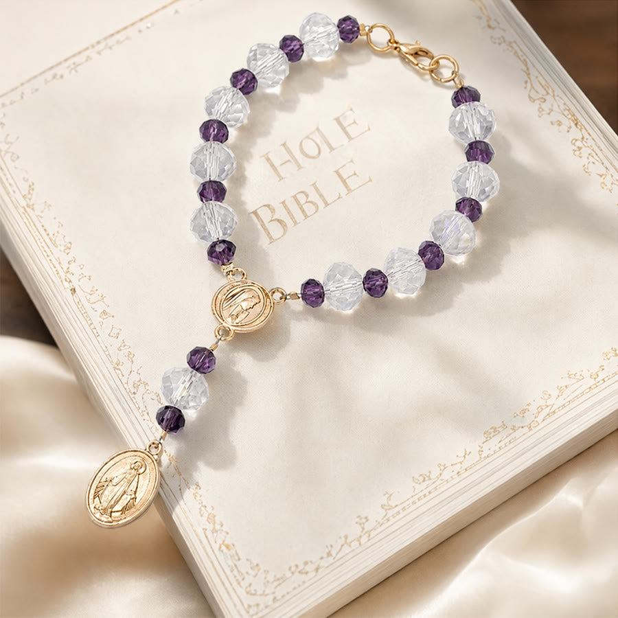 Christianartworkshop Dainty Crystal Chaplet Bracelet With Virgin Mary Medal: Token of Everlasting Maternal Grace - image 11