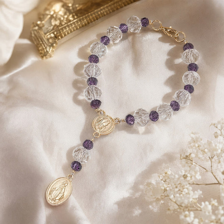 Christianartworkshop Dainty Crystal Chaplet Bracelet With Virgin Mary Medal: Token of Everlasting Maternal Grace - image 10