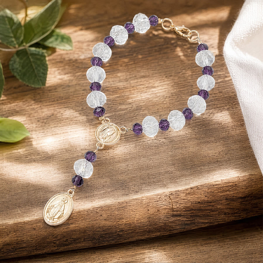 Christianartworkshop Dainty Crystal Chaplet Bracelet With Virgin Mary Medal: Token of Everlasting Maternal Grace - image 14