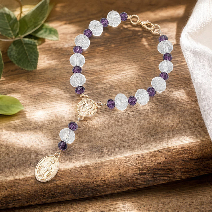 Christianartworkshop Dainty Crystal Chaplet Bracelet With Virgin Mary Medal: Token of Everlasting Maternal Grace - image 14