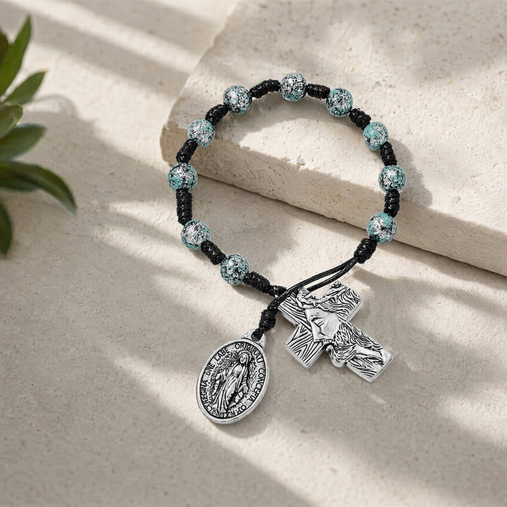 Christianartworkshop Dual-Style Devotional Rosary With Marian Medal & Cross Charms: Token of Gentle Divine Mercy - image 3