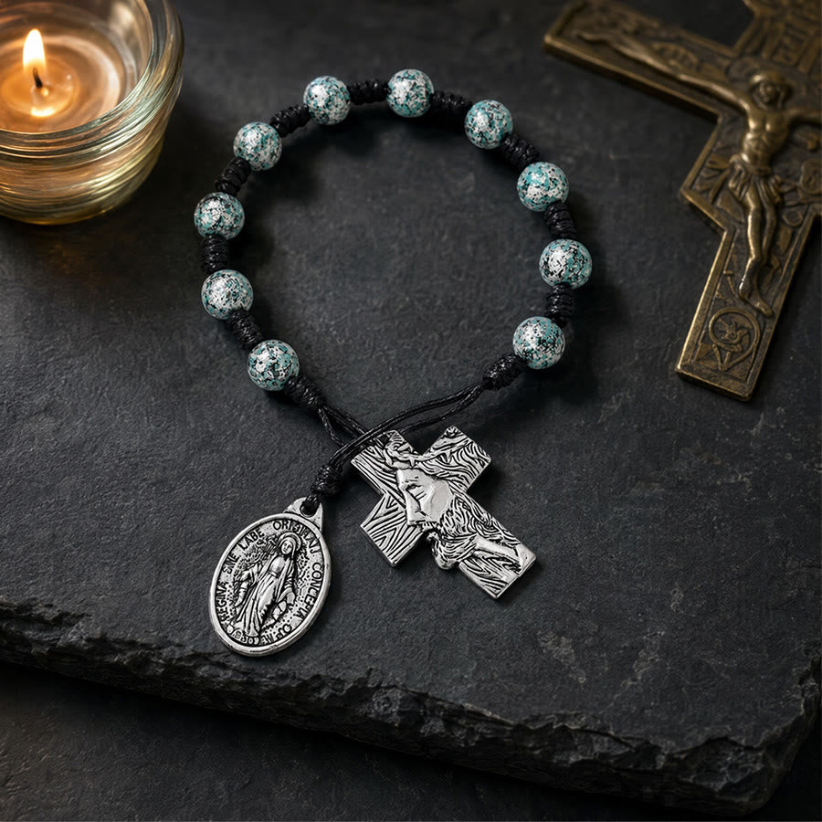 Christianartworkshop Dual-Style Devotional Rosary With Marian Medal & Cross Charms: Token of Gentle Divine Mercy - image 4