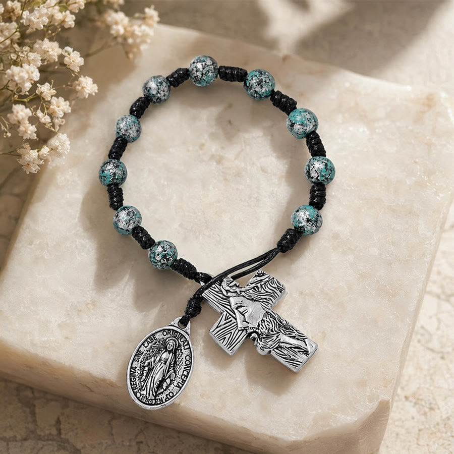 Christianartworkshop Dual-Style Devotional Rosary With Marian Medal & Cross Charms: Token of Gentle Divine Mercy - image 1