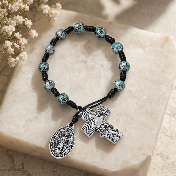 Christianartworkshop Dual-Style Devotional Rosary With Marian Medal & Cross Charms: Token of Gentle Divine Mercy - image 1