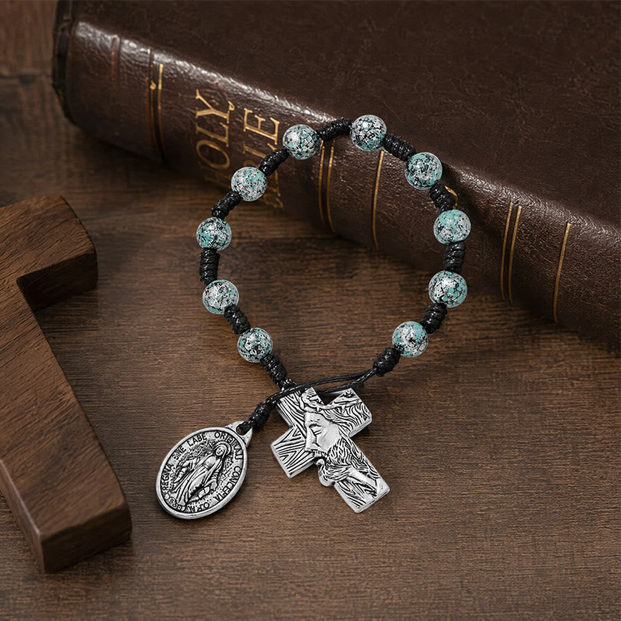 Christianartworkshop Dual-Style Devotional Rosary With Marian Medal & Cross Charms: Token of Gentle Divine Mercy - image 6