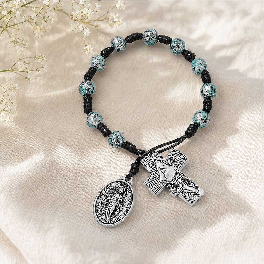 Christianartworkshop Dual-Style Devotional Rosary With Marian Medal & Cross Charms: Token of Gentle Divine Mercy - image 5