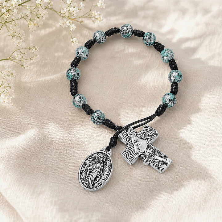Christianartworkshop Dual-Style Devotional Rosary With Marian Medal & Cross Charms: Token of Gentle Divine Mercy - image 5