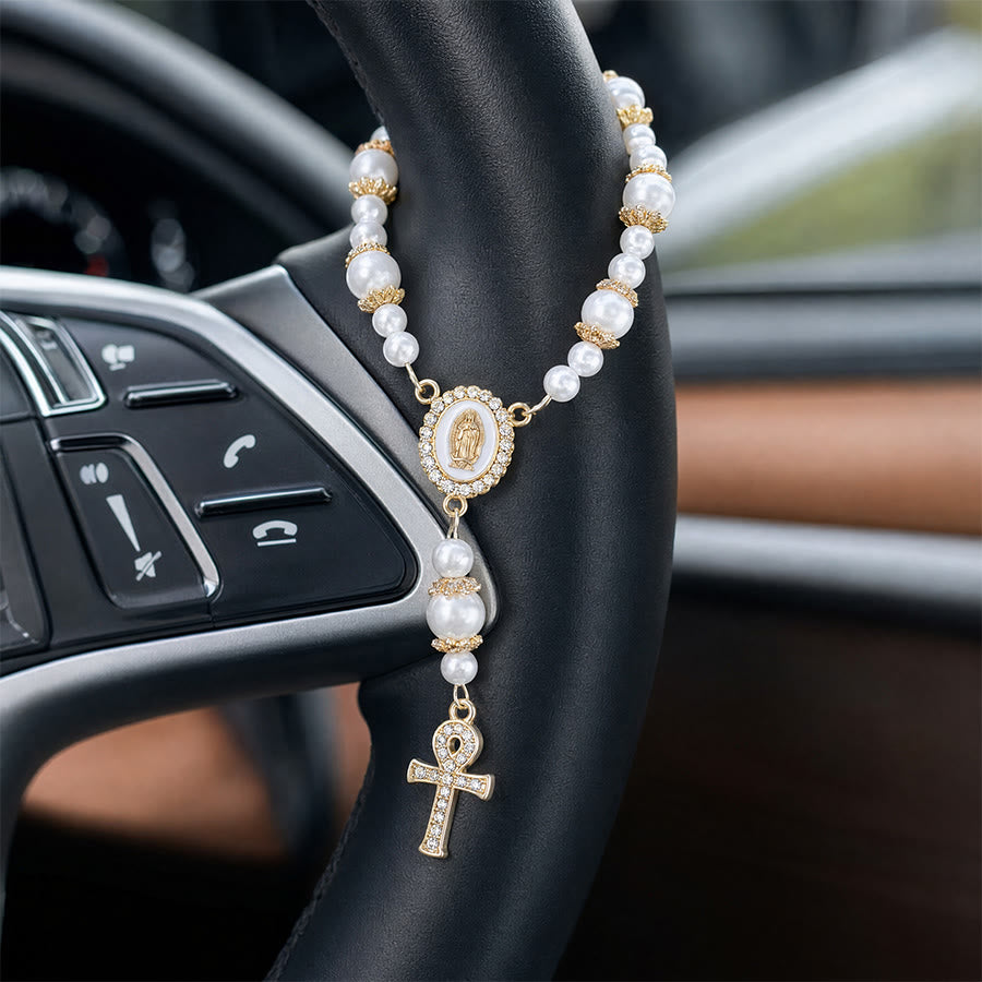 Christianartworkshop Dual-Style Devotional Rosary With Marian Medal & Cross Charms: Token of Gentle Divine Mercy - White - image 7