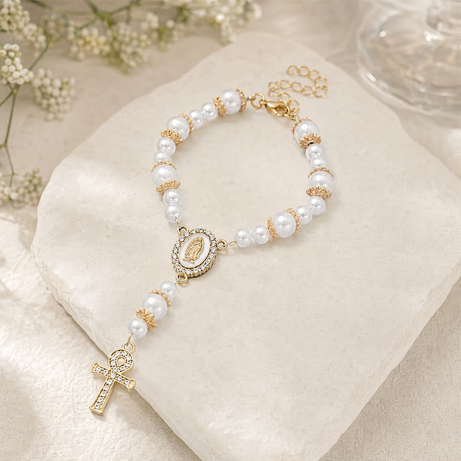 Christianartworkshop Dual-Style Devotional Rosary With Marian Medal & Cross Charms: Token of Gentle Divine Mercy - image 8