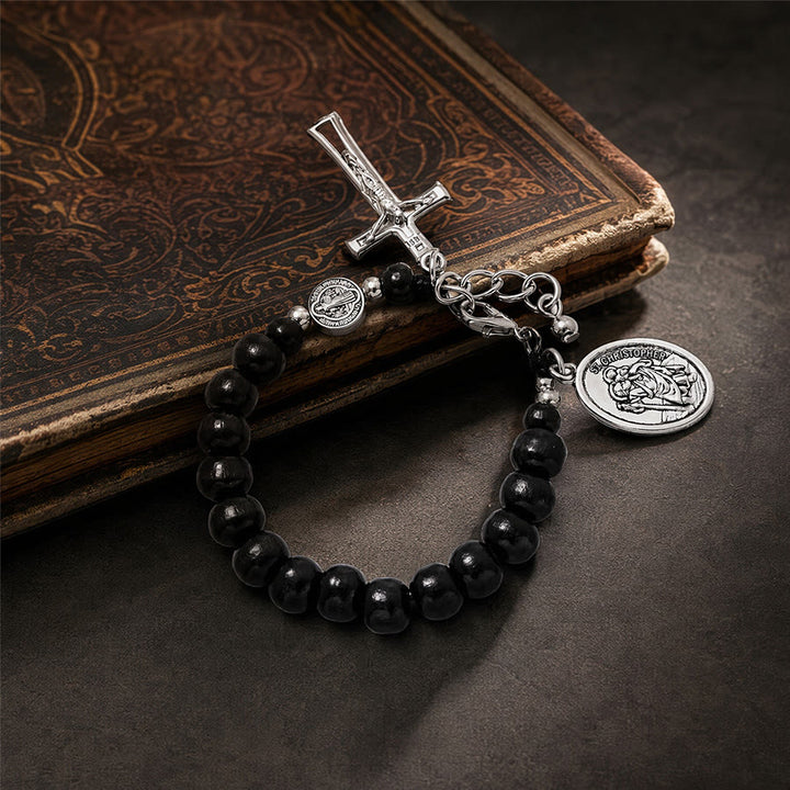 Christianartworkshop Natural Wood Bead St. Christopher Rosary Bracelet: Emblem of Safe Voyage Heavenly Protection - image 11