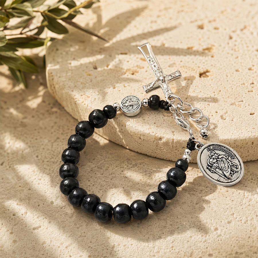 Christianartworkshop Natural Wood Bead St. Christopher Rosary Bracelet: Emblem of Safe Voyage Heavenly Protection - image 10